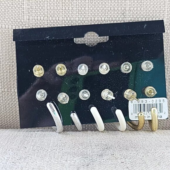 Wash and Wear Women Earrings Set of 6 Earrings White/Silver/Gold Fashion Jewelry - Picture 7 of 8